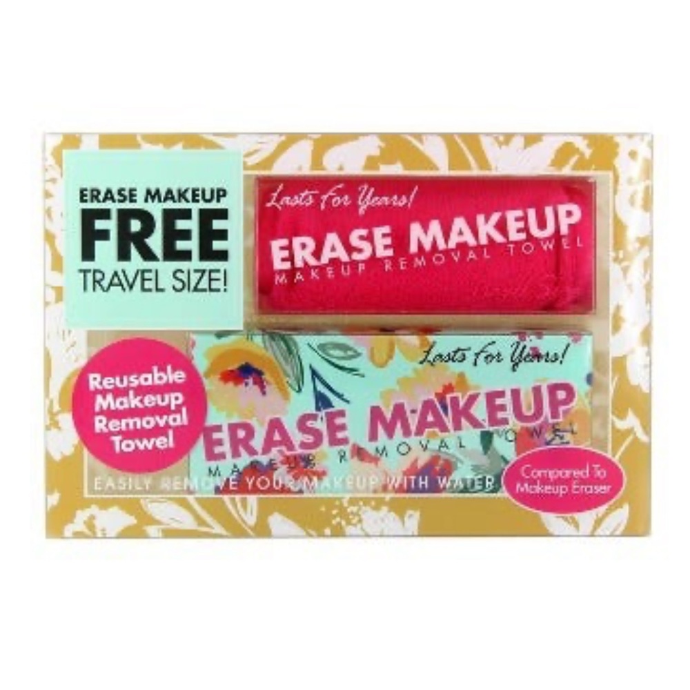 5/$25 New Erase Makeup Towel Gift Set with Full Size + Travel Floral Reusable